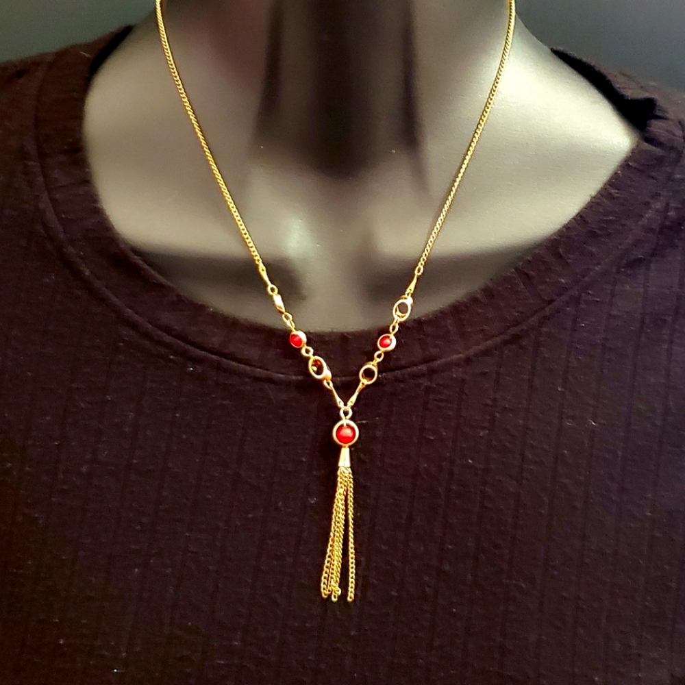 Vintage Sarah Coventry red murano glass bead necklace - Picture 1 of 7